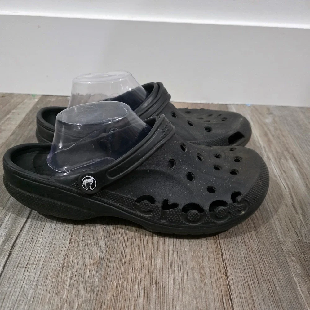 Crocs Mens Baya Clog Size 12 Black Lightweight Breathable Slip On Shoes